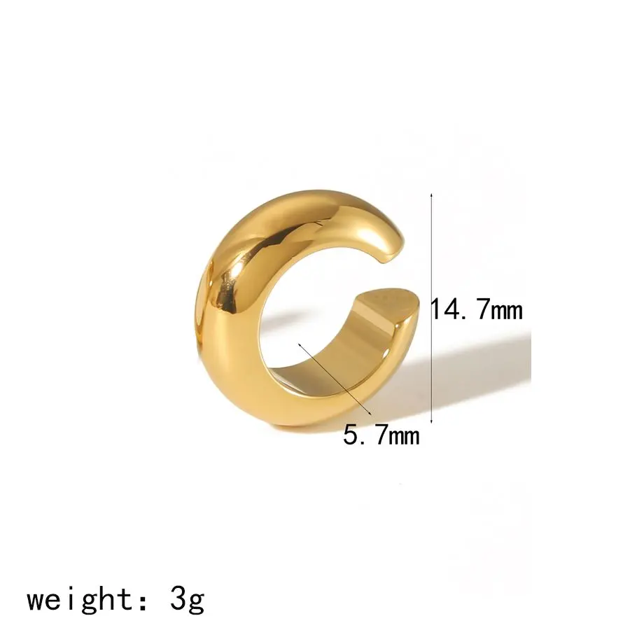 1 pieza de aretes de clip para mujer de acero inoxidable chapado en oro de 18 quilates con diseño geométrico clásico de serie simple h5 Imagen2